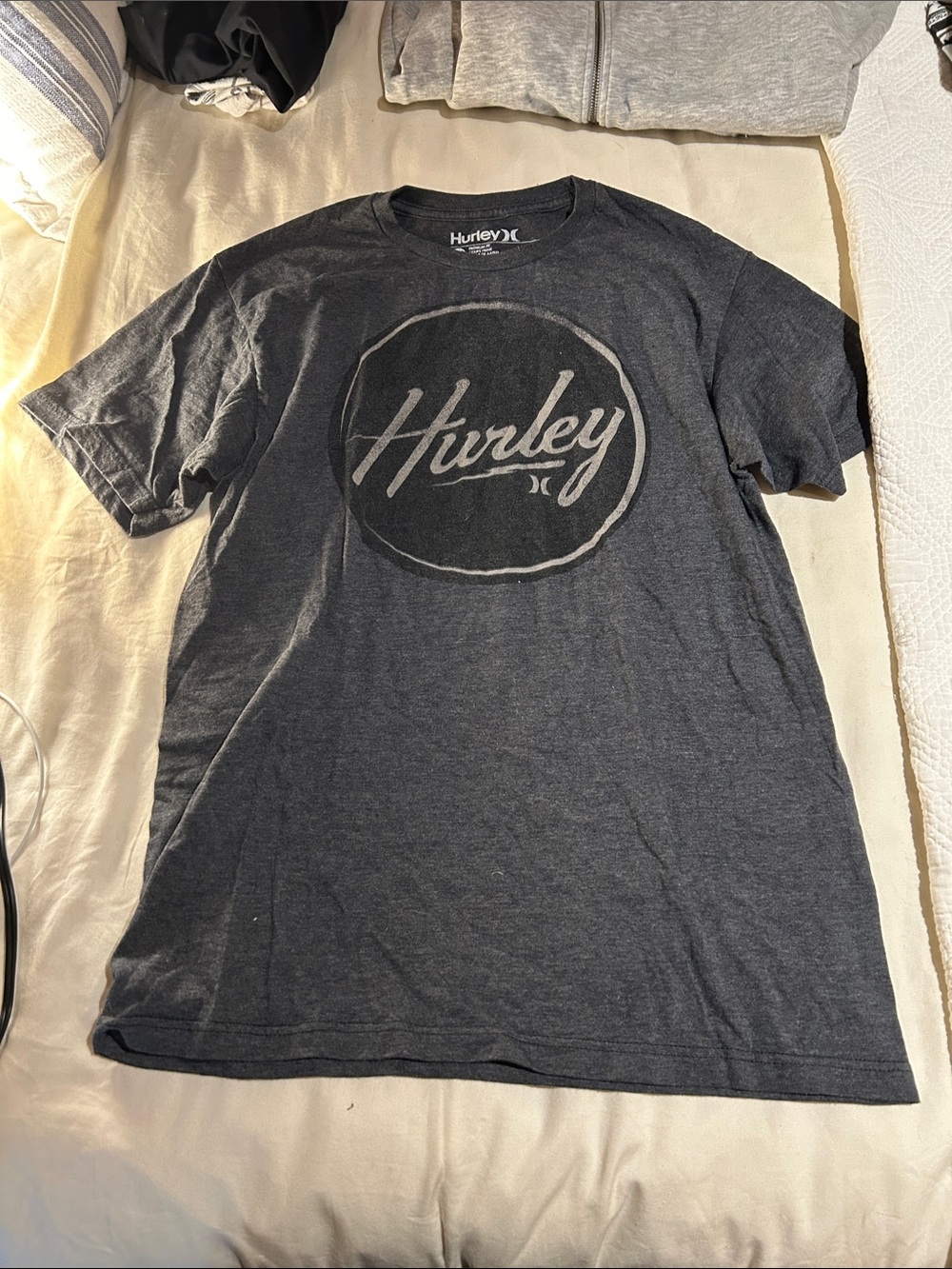 Hurley Charcoal Gray Logo Circle Short Sleeve Tee